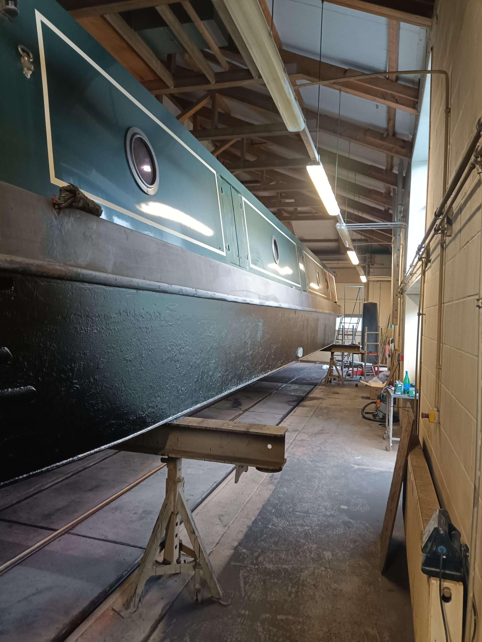narrowboat in the dry dock